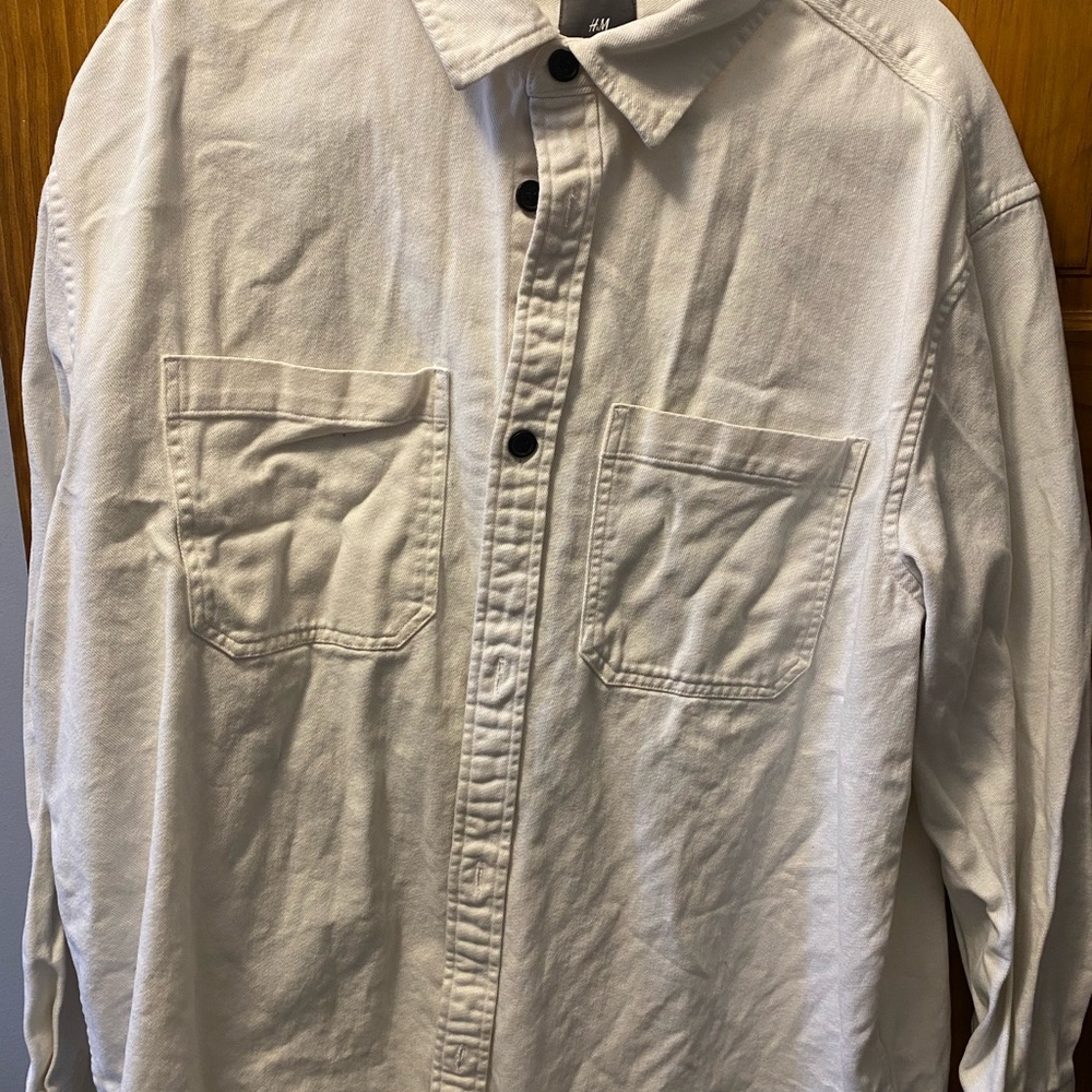 H&M White Button-Up Shacket